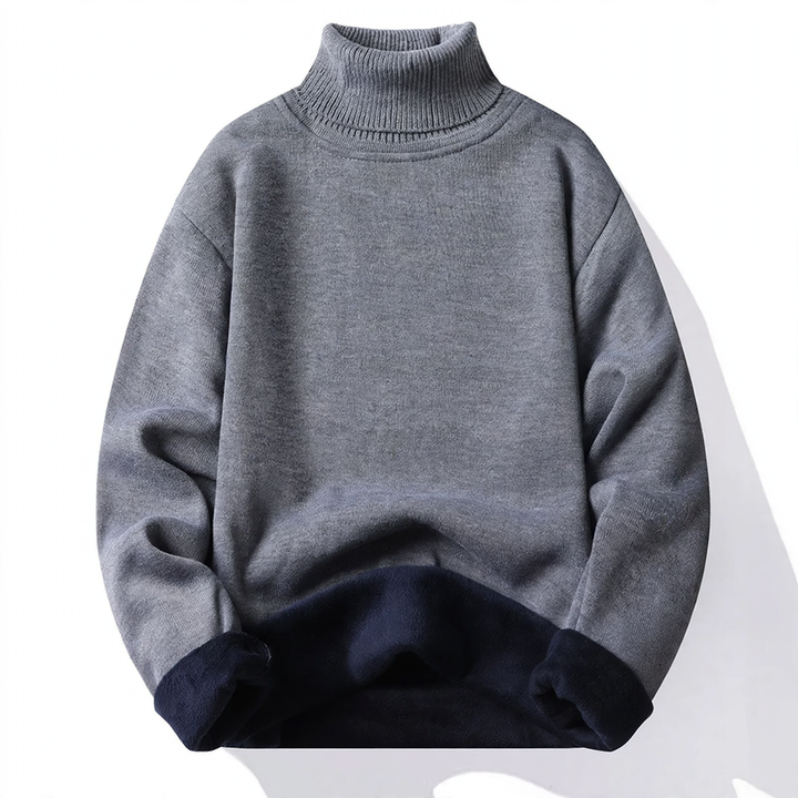 Herren-Strickpullover mit hohem Kragen, körperbetont
