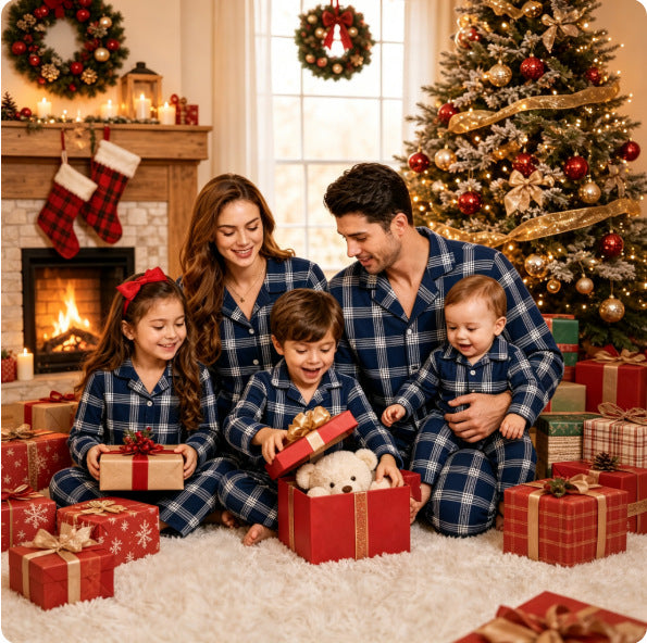 Weihnachts-Schlafanzug-Set für die Familie, kariert