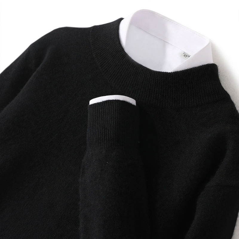 Herren-Wollpullover, Stehkragen, 100% Wolle, große Größen