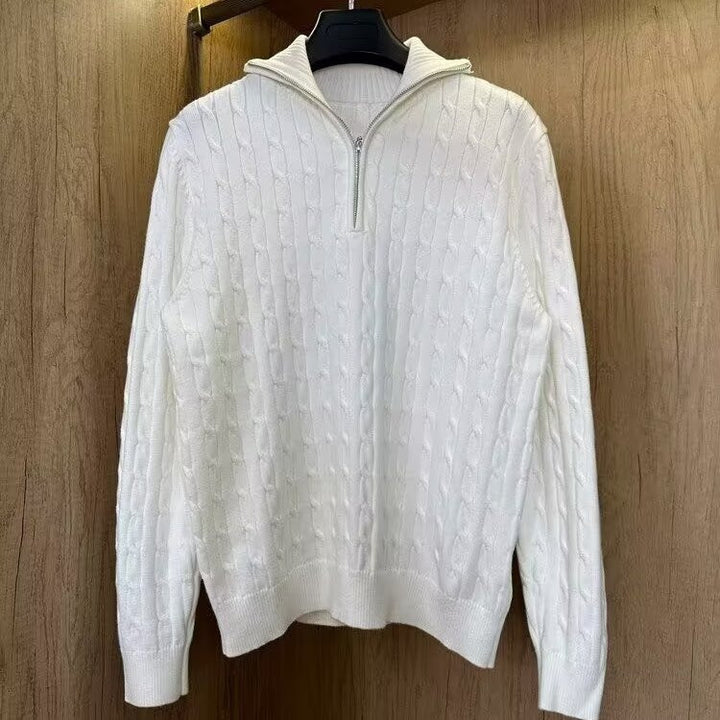 Moderner Herren-Strickpullover mit Reißverschluss