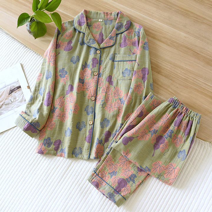 Damen-Schlafanzug aus Baumwoll-Jacquard