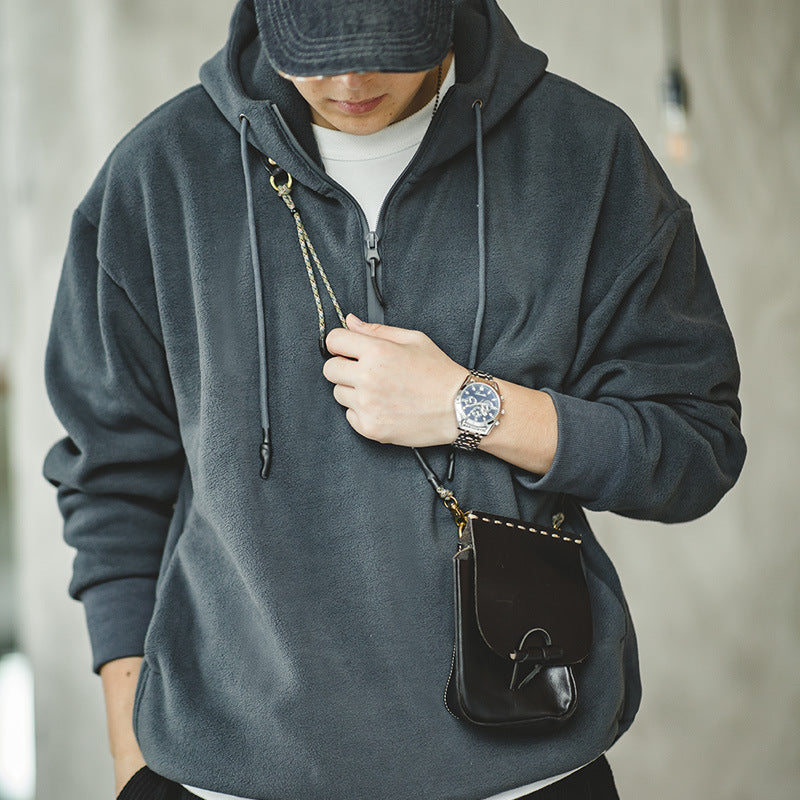 Retro-Sweatshirt mit Reißverschluss und Fleece-Futter
