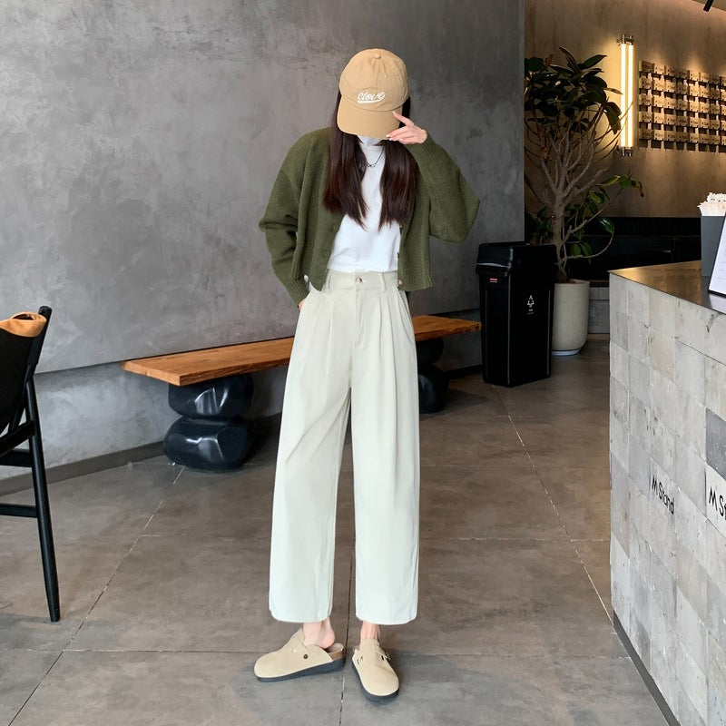 Damen Cordhose, High-Waist, weit geschnitten