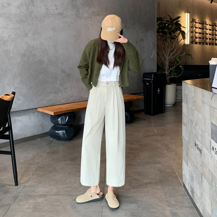 Damen Cordhose, High-Waist, weit geschnitten