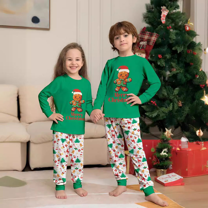 Familien-Pyjama-Set, Lebkuchenmann-Druck, Langarm