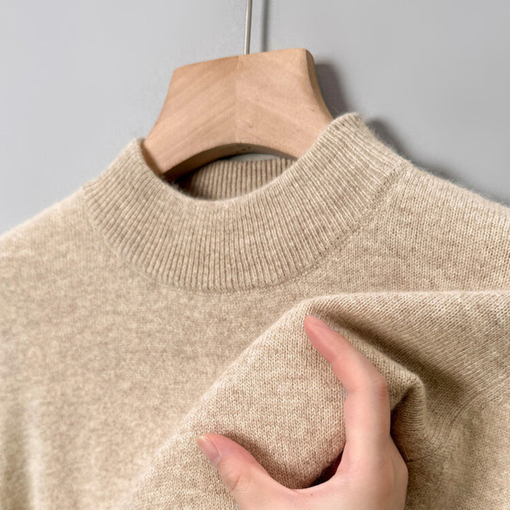 Herren-Wollpullover mit Stehkragen, schlicht und warm