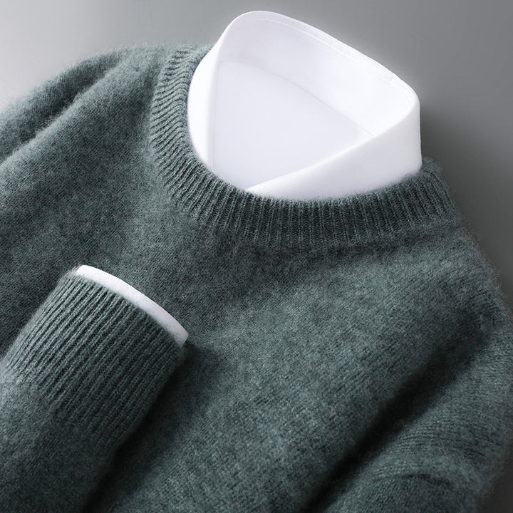Herren-Pullover mit Stehkragen aus 100% Wolle