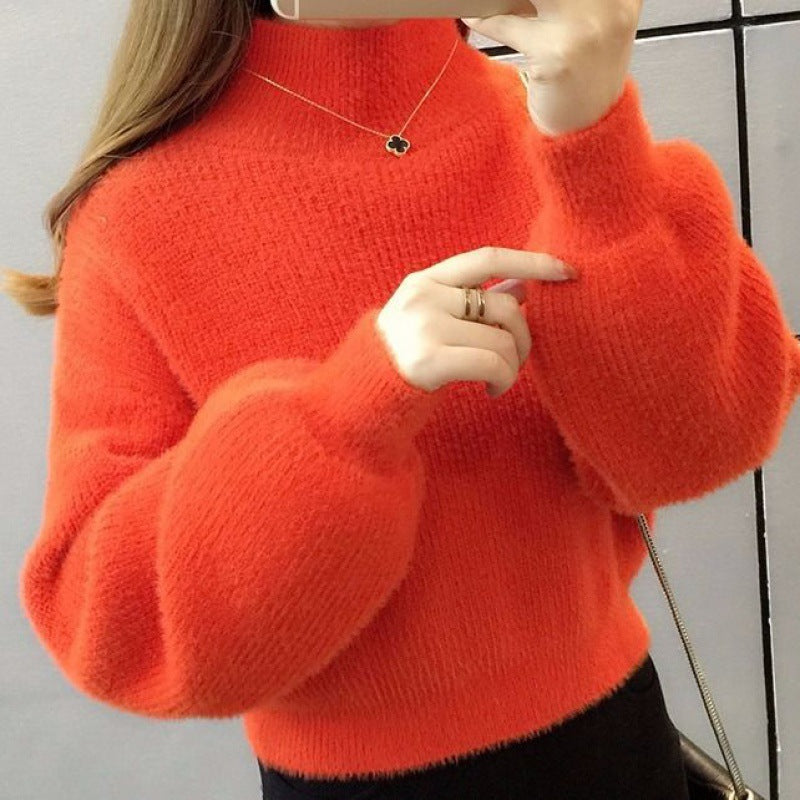 Damen-Pullover, Kurz, Laternenärmel, Strick