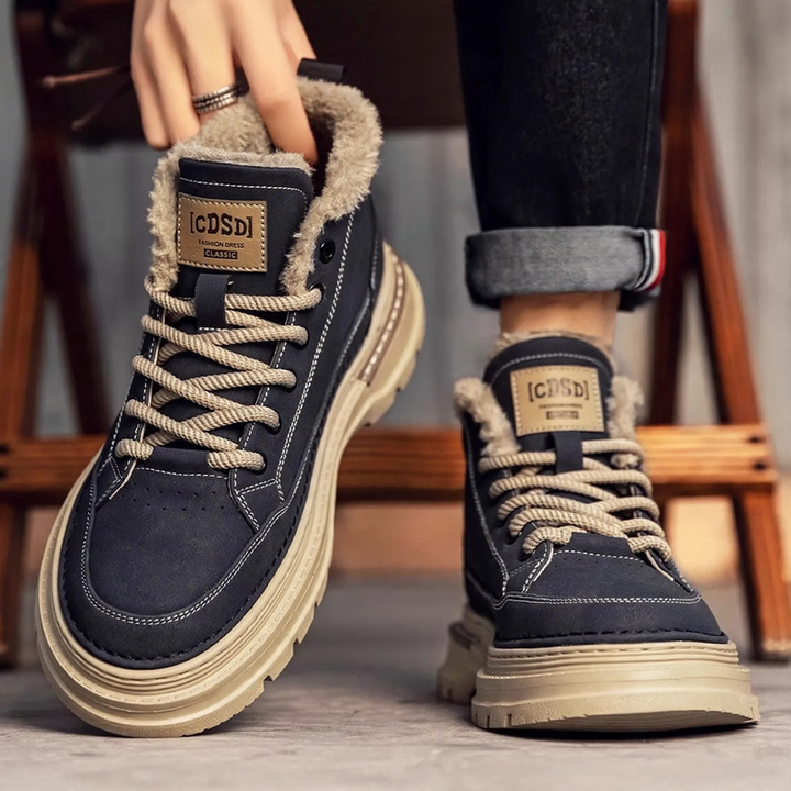 Gefütterte Herren-Stiefel, High-Top, Kunst-PU, Winter