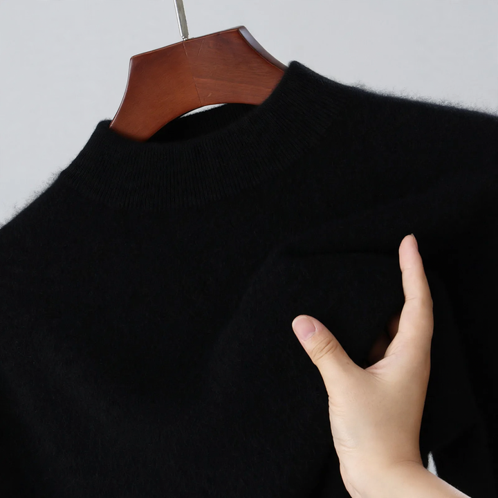 Herren-Wollpullover, Stehkragen, locker geschnitten