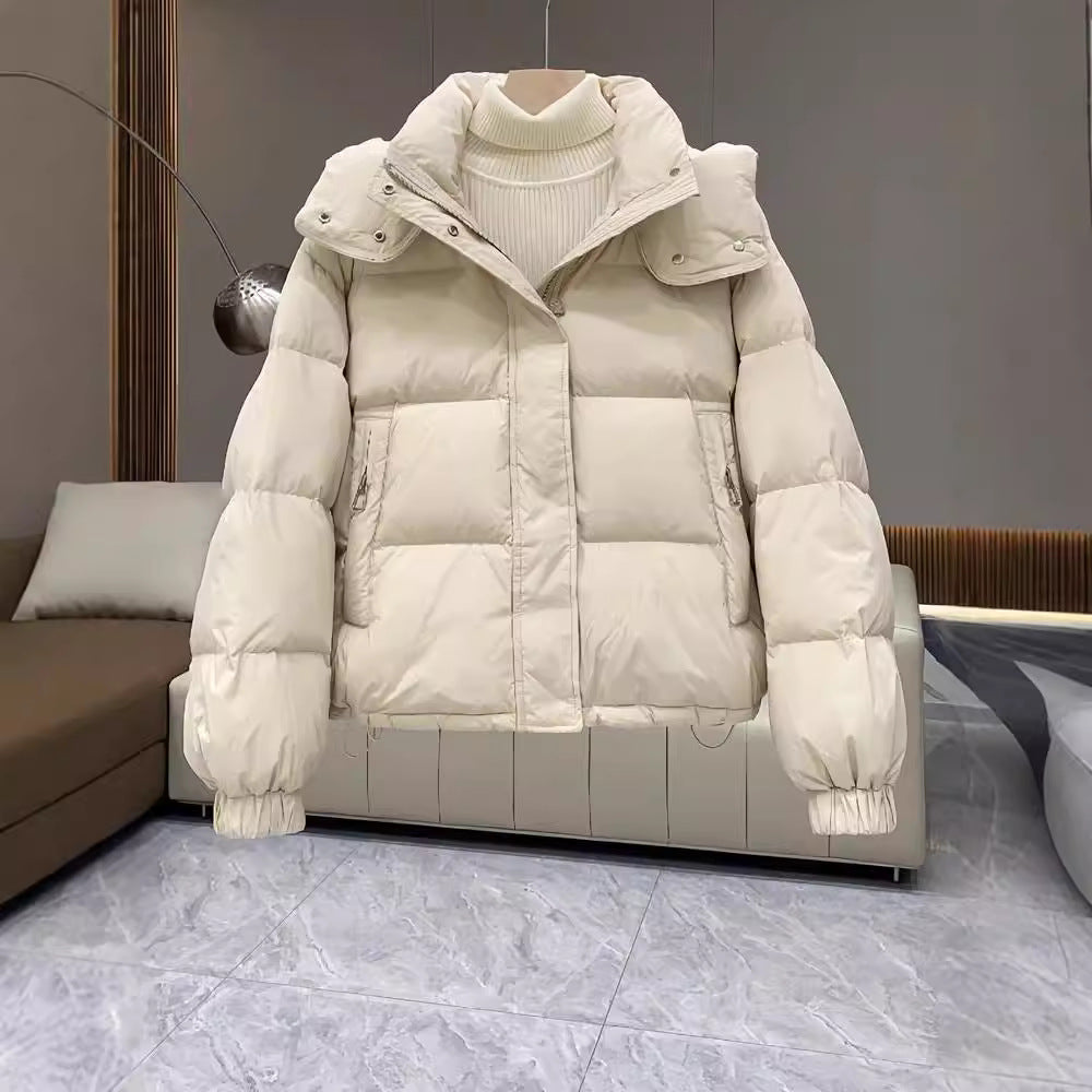 Damen-Steppjacke, kurz, mit Kapuze, große Größen