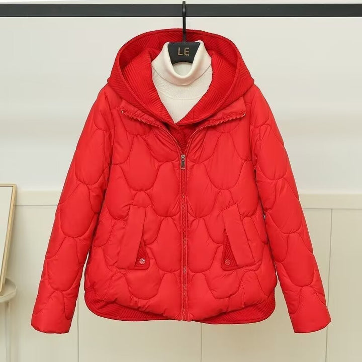 Damen-Winterjacke mit Kapuze und Strick-Optik