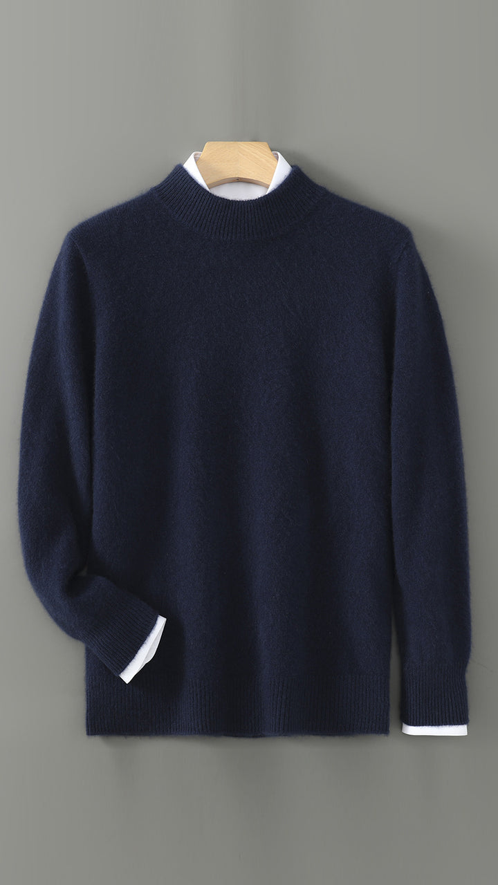 Herren-Wollpullover, Rundhals, einfarbig, Business-Casual