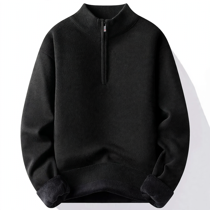 Gefütterter Herren-Strickpullover mit Reißverschluss