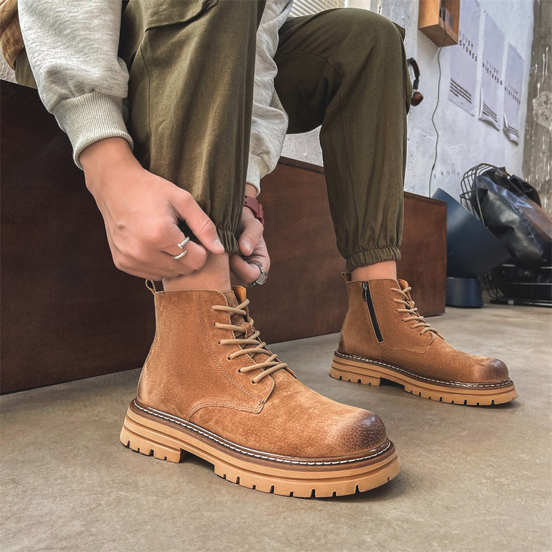 Herren-Lederstiefel mit seitlichem Reißverschluss