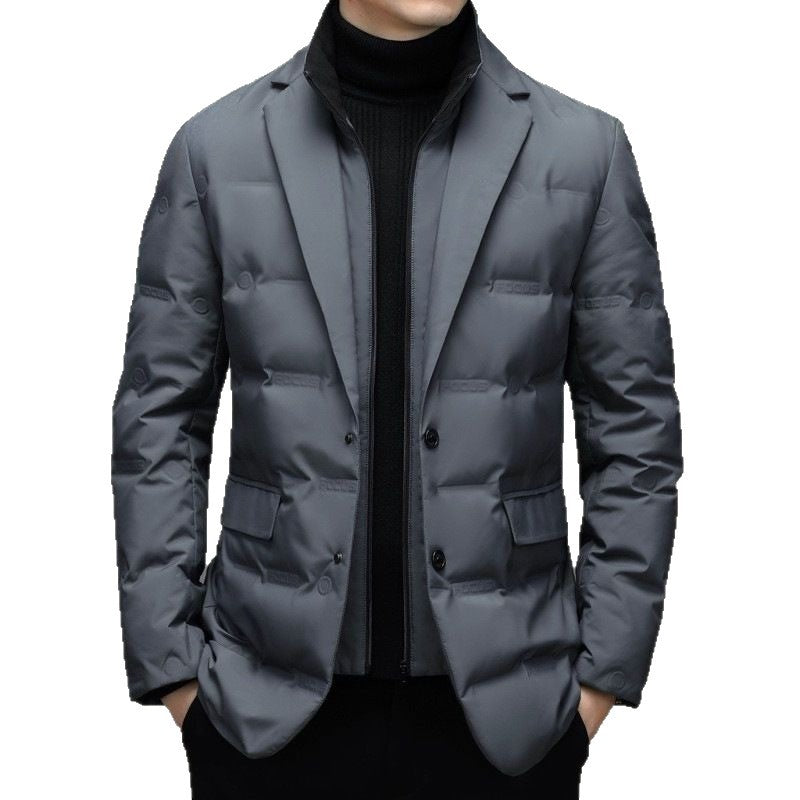 Herren-Daunenjacke im Sakko-Stil mit abnehmbarem Kragen