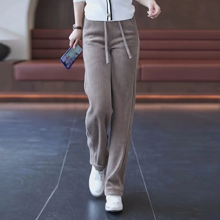 Damen-Freizeithose, Cord, schmaler Schnitt, gefüttert