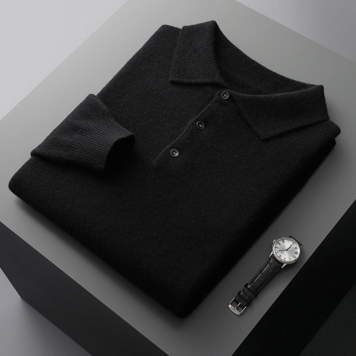 Herren Pullover, Polo-Kragen, Wolle-Kaschmir, Business