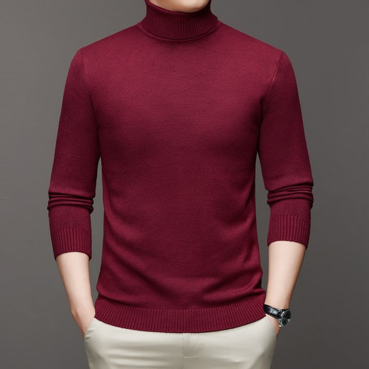 Herren-Strickpullover, Stehkragen, schmale Passform