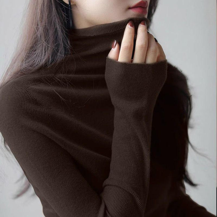Damen-Pullover mit Stehkragen, schmal geschnitten