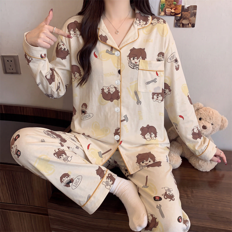 Damen-Pyjama-Set, langärmelig, mit Weihnachtsdruck