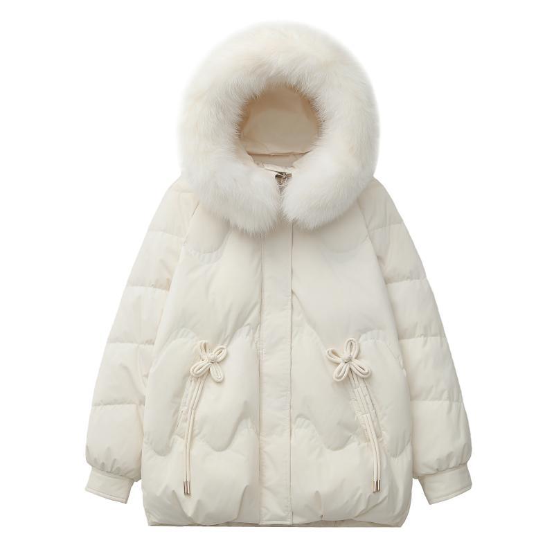 Übergroße Daunenjacke für Damen, mittellang, Weißentendaunen
