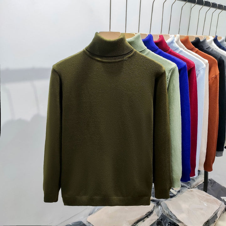 Herren-Strickpullover mit hohem Kragen, warm und lässig