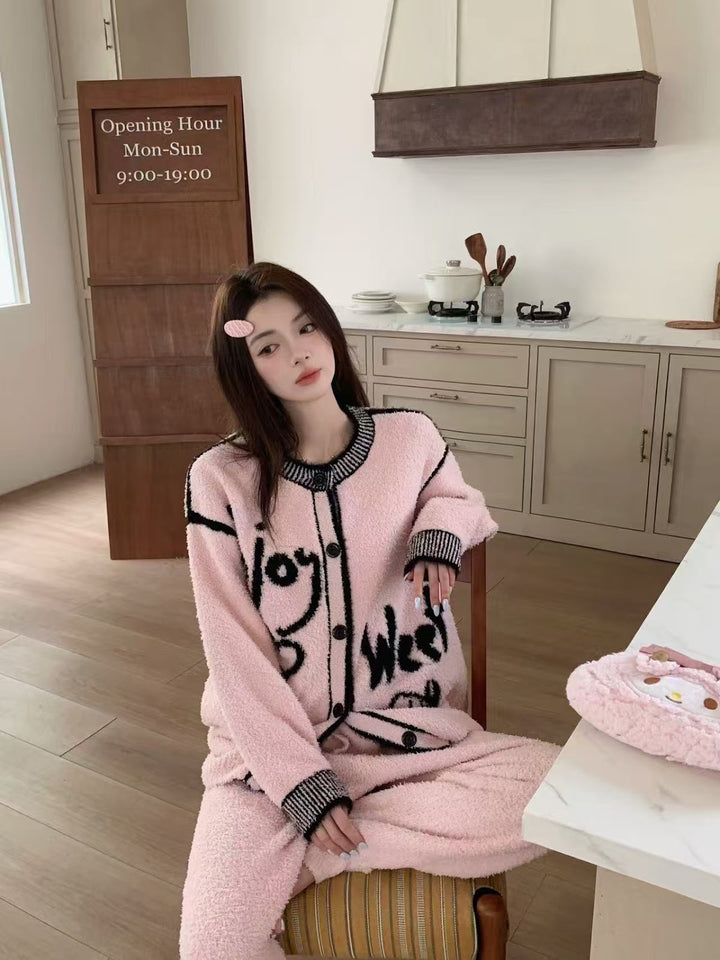 Paar-Pyjama-Set, weihnachtlich, warm, gefüttert