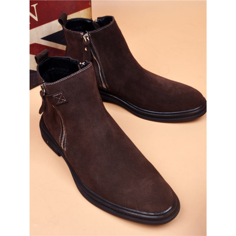 Herren-Lederstiefel, gefüttert, im britischen Stil