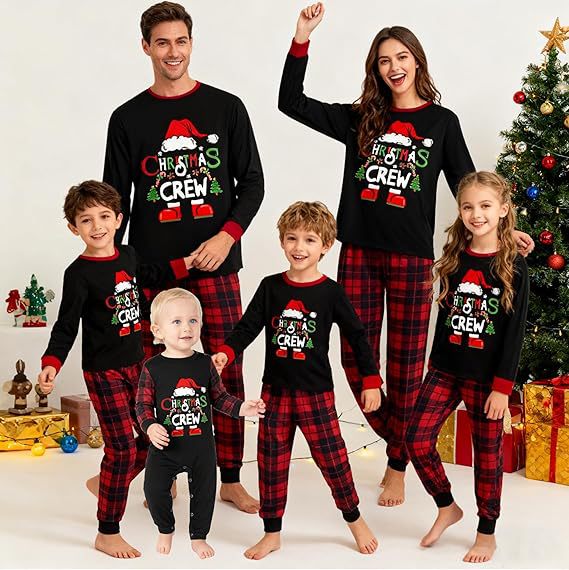 Weihnachts-Familien-Schlafanzug-Set im Karomuster