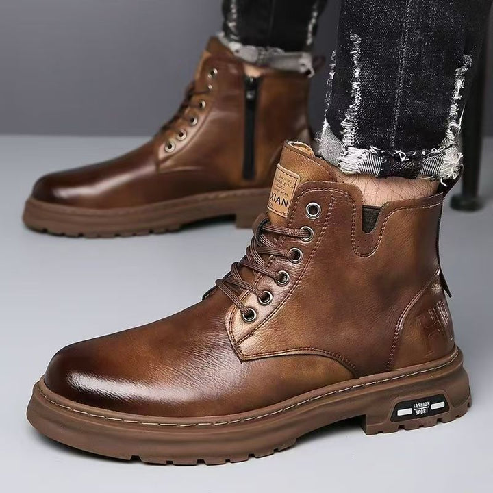 Herren-Stiefel aus Rindsleder, gefüttert