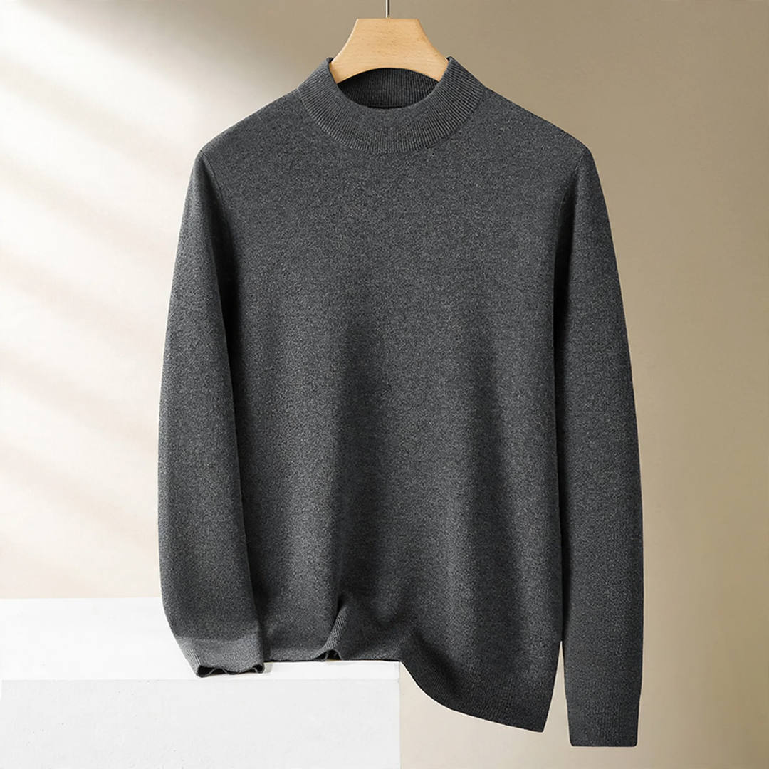 Herren-Wollpullover, Stehkragen, gefüttert