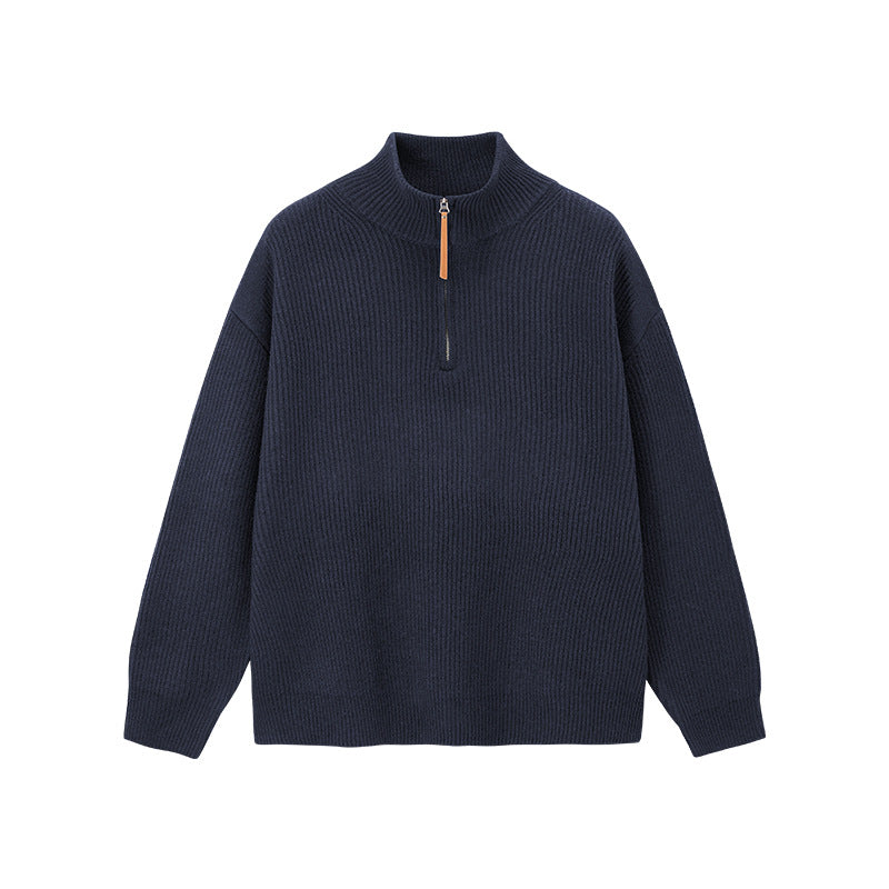 Herren-Strickpullover mit halbem Reißverschluss