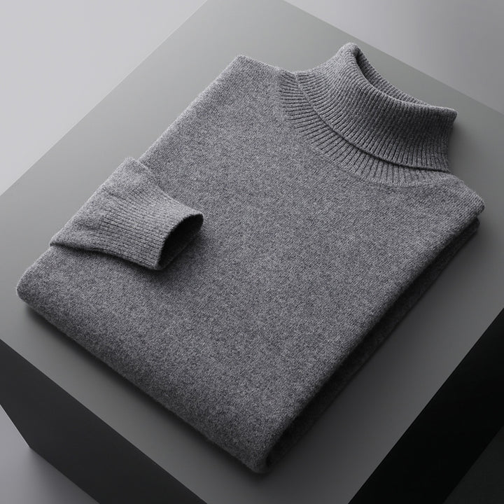 Herren-Rollkragenpullover, einfarbig, langärmelig, Strick