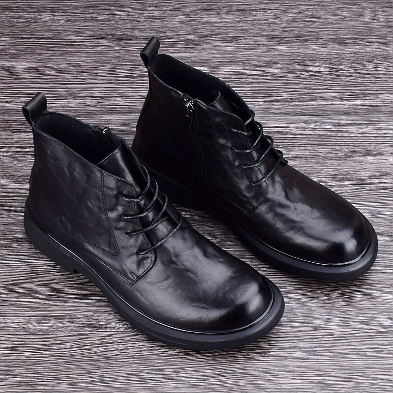 Herren-Lederstiefel, gefüttert, rutschfest