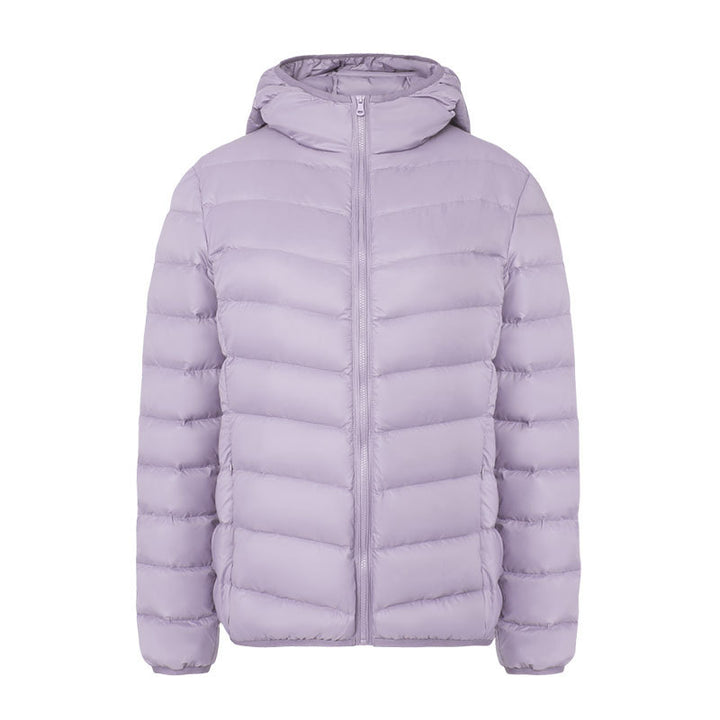 Leichte Damen-Daunenjacke mit Kapuze, wasserabweisend