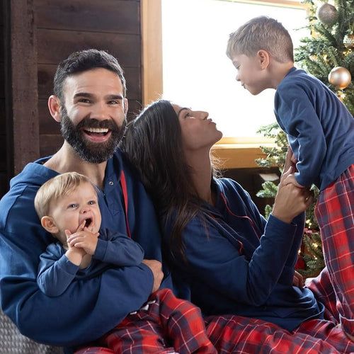 Weihnachts-Schlafanzug-Set mit Karomuster für Familien