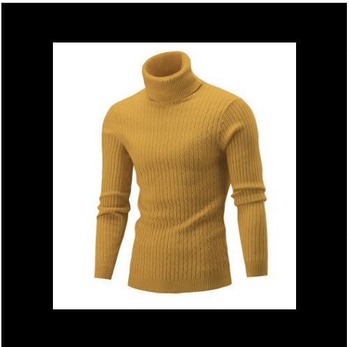 Herren-Strickpullover mit Rollkragen und Zopfmuster