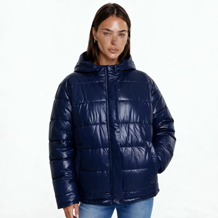 Gefütterte Damen-Kapuzenjacke im modernen Stil