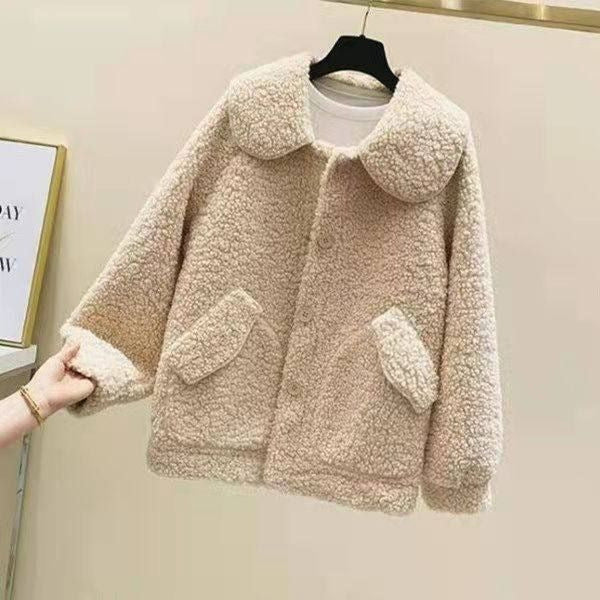Gefütterte Lammfleece-Imitat Jacke, warm und bequem