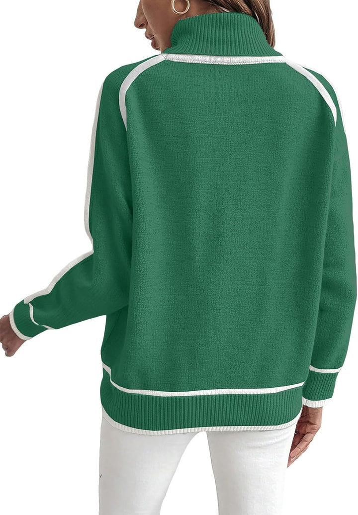 Lockerer Damen-Strickpullover mit hohem Kragen