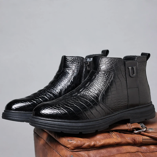 Elegante Herren-Lederstiefel, gefüttert