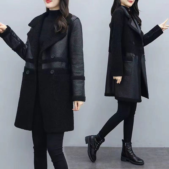 Damen-Wendemantel, Lammfell-Optik und Teddy-Fleece, mittellang