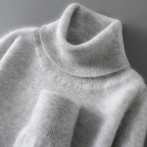 Herren-Wollpullover, 100% Wolle, Stehkragen, Business-Stil