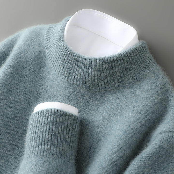 Herren-Wollpullover, Stehkragen, 100% Wolle, dick