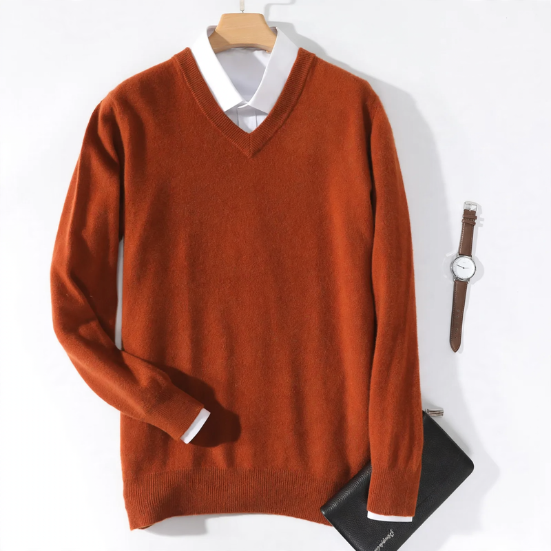 Herren-Wollpullover mit V-Ausschnitt