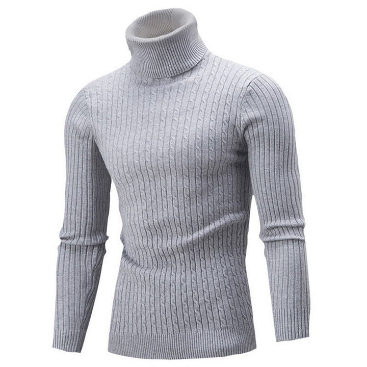 Herren-Strickpullover mit Rollkragen und Zopfmuster