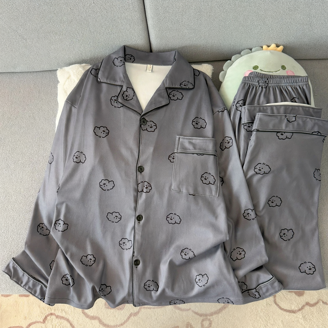 Herren-Pyjama-Set, warmes Thermomaterial, lockere Passform