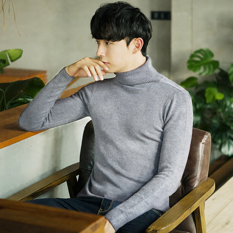 Herren-Rollkragenpullover, gefüttert, warm