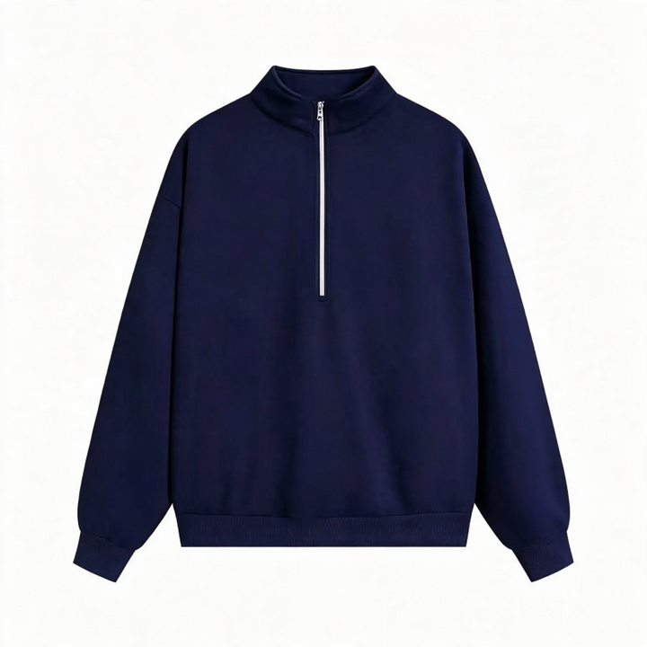 Unisex-Pullover mit Reißverschluss und Buchstaben-Print